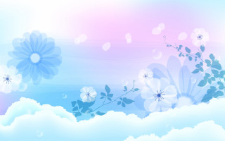 Blue pink flowers clouds pink - a matte painting free wallpaper