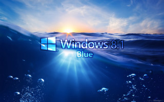 Blue ocean windows8 logo sun - the water below free wallpaper