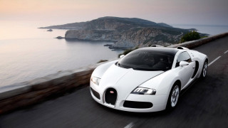 White bugatti ocean cliff road - a road next free wallpaper