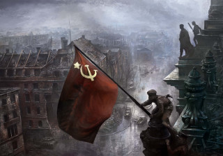 Man holding flag building statue 2 - a statue of a man free wallpaper