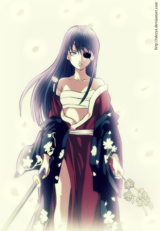 Woman kimono sword flowered umbrella - umbrella free wallpaper