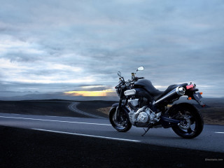Motorcycle mountains sunset clouds blue - fantastic free wallpaper