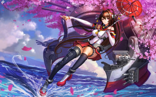 Woman sailor outfit flying umbrella - a woman in a sailor outfit free wallpaper