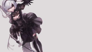 White hair black clothes sword - inspired free wallpaper