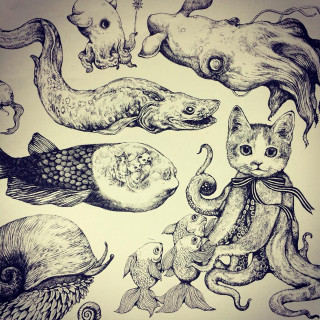 Animals fish circle drawing paper - a sheet of paper free wallpaper