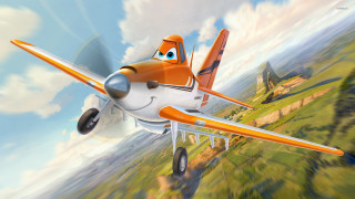 Cartoon airplane cloudy sky green - a cartoon airplane free wallpaper