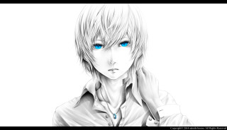 Blue eyes white shirt drawing - a jacket free wallpaper