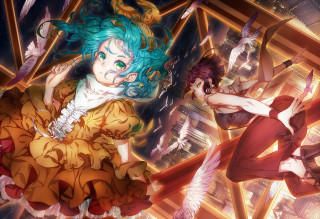 Anime characters mirror room clock - analytical free wallpaper