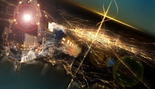 Train city night lights bright - the train free wallpaper