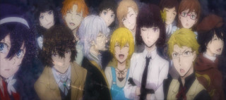 Anime characters group standing faces - their face free wallpaper