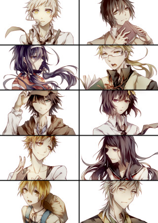 Anime characters expressions faces hair 2 - color free wallpaper