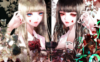 Anime girls blue eyes floral - floral free wallpaper