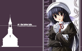 Girl hat dress church tower - a cross free wallpaper