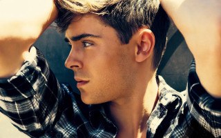 Man plaid shirt holding hair - his hair free wallpaper
