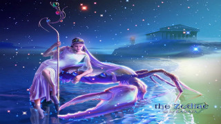 Woman white dress purple octopus - a house in the background free wallpaper