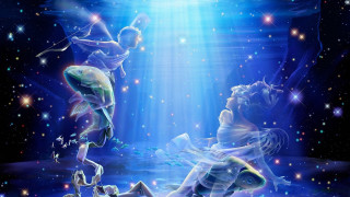 Painting two people water light - metaphysical painting free wallpaper