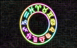 Neon sign zodiac numbers circle - holography free wallpaper