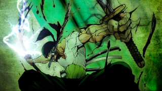 Man sword green background green 2 - action painting free wallpaper