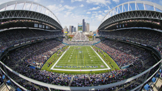 Football stadium city skyline ferriswheel - ultra wide angle free wallpaper