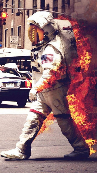Man space suit walking street - david lachapelle free wallpaper