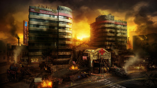City fire smoke architecture postapocalyptic - edi rama free wallpaper