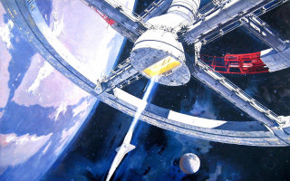 Space station red blue aurora - a space station free wallpaper