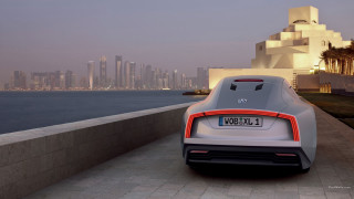 Car parked road water city - xf iq4 free wallpaper