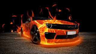 Car flames glowing embers autumn - the dark free wallpaper