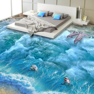 Bedroom bed painting dolphins water - unreal free wallpaper