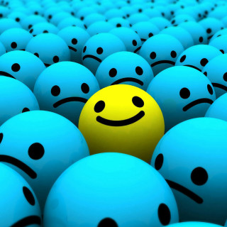 Yellow smiley blue balls black 3 - cheerful free wallpaper
