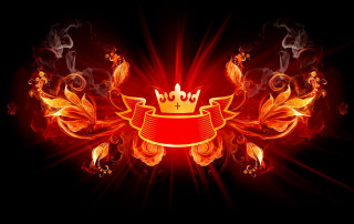 Red yellow background crown ribbon - crown free wallpaper
