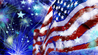 Flag fireworks sky stars smoke - explosion free wallpaper