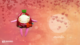 Stuffed animal heart pink background - frame free wallpaper