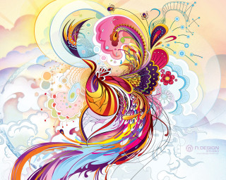 Colorful bird sky clouds sun - analytical free wallpaper