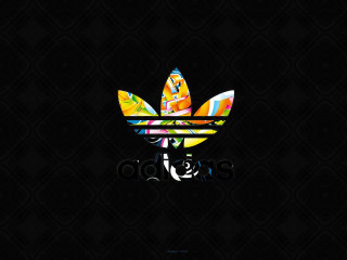 Colorful adidas logo black background - op art free wallpaper