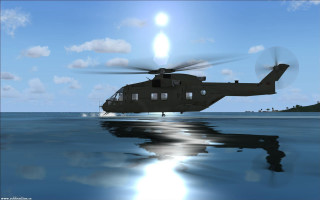Helicopter flying water blue sky - a helicopter free wallpaper