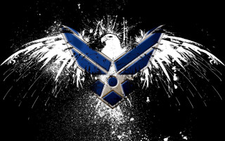 Blue white logo wings black - computer art free wallpaper