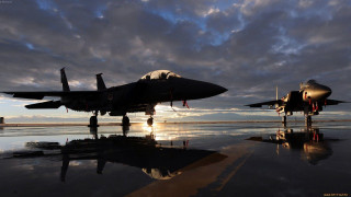 Fighter jets airport tarmac sunset - douglas shuler free wallpaper