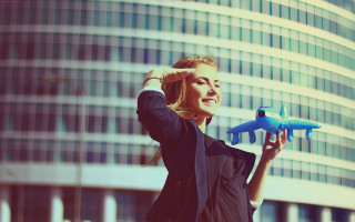 Woman toy airplane glass window - anka zhuravleva free wallpaper