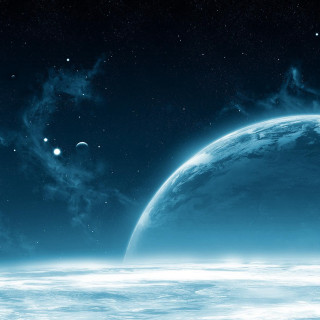 Blue planet stars clouds sky - free sci-fi wallpaper