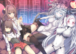 Anime girls bed man woman - a bed together free wallpaper