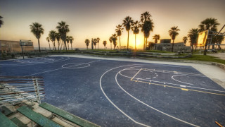 Basketball court sunset palm trees - a basketball court free wallpaper