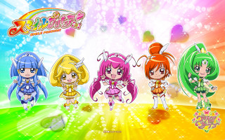 Anime girls rainbow background stars 2 - concept art free wallpaper