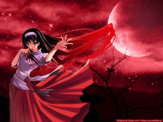 Girl red dress flying arms - full free wallpaper