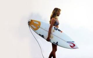 Woman bikini surfboard beach rope - a surfboard free wallpaper