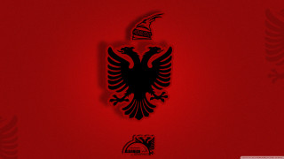 Red background black eagle crown - edi rama free wallpaper