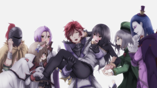 Anime characters standing line backs 2 - their back free wallpaper