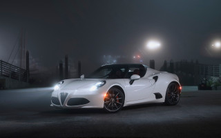White sports car night parking 7 - panfuturism free wallpaper
