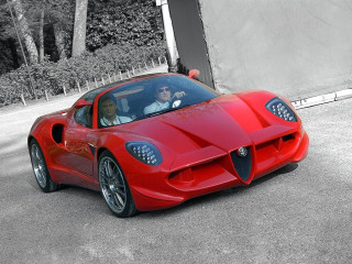 Red sports car driving tall - a tall building free wallpaper