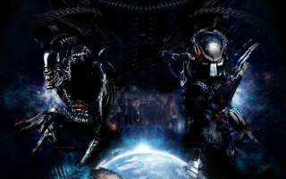Alien men standing planet sky - a sky background free wallpaper for desktop